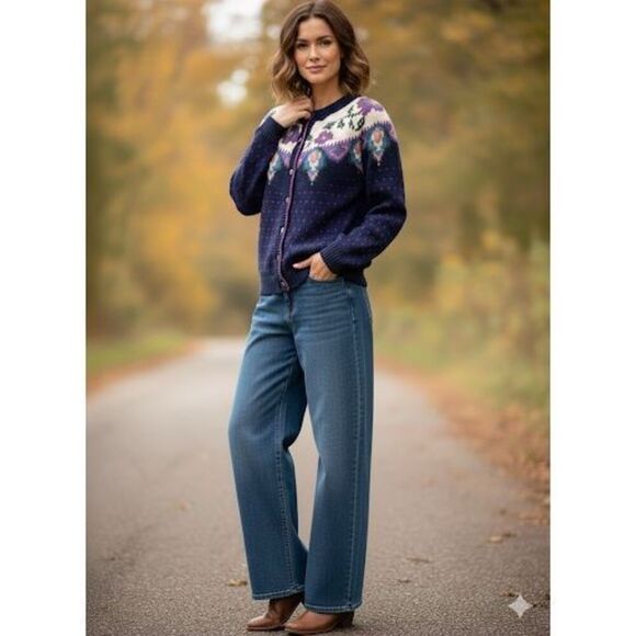 Woolrich Vintage Heart Floral Button Front Wool Cardigan size S - Picture 1 of 10